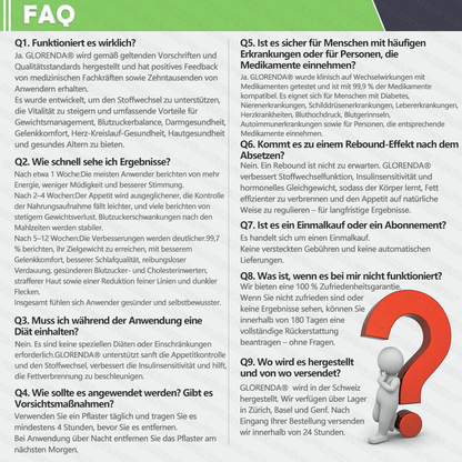 🔥🔥 Kaufen Sie mehr als 10 Packungen und sparen Sie 30%! GLORENDA® Mikronadel-Pflaster sind sicher und getestet. Mit 4–6 Packungen unterstützen Sie Gewichtsmanagement, Blutzuckerregulation, Verdauungsgesundheit und langanhaltende Energie!